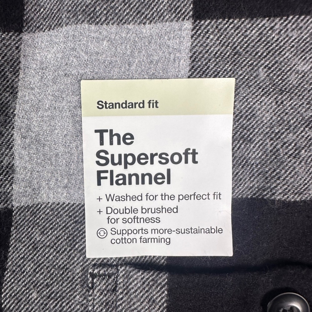NWT Sonoma Mens Heavyweight Overshirt Black Grey Plaid Flannel Shirt S - Picture 3 of 9